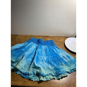 Justice Tie Dye Blue Sequin Skirt Skort With Shorts Underneath Size 12